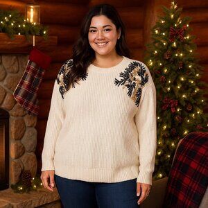 Lane Bryant Sequin Women's Knit Sweater Plus Size 18/20 Holiday Winter Cozy